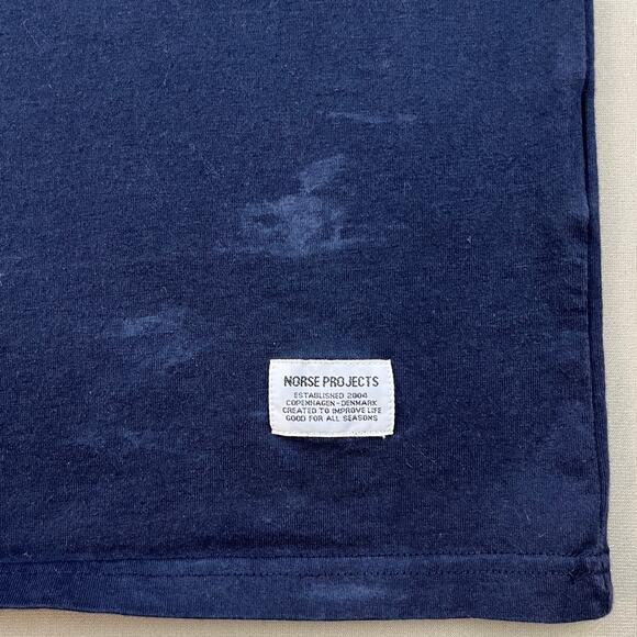 Norse Projects T-Shirt Adult Small Navy Blue Basic Crewneck Short Sleeve Cotton - Picture 3 of 12
